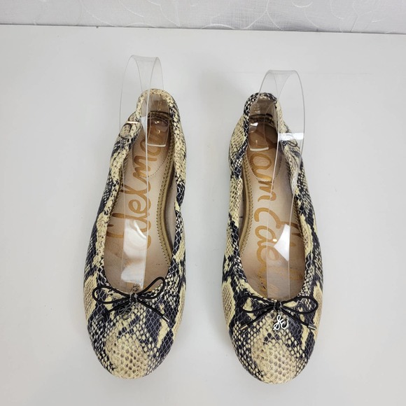 Sam Edelman Womens Shoes Size 8 Brown Leather Embossed Snakeskin Print Flats - Picture 7 of 10